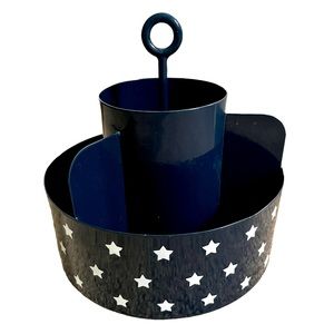 EUC Pottery Barn Kids Twirling Desk Organizer, Navy with White Stars